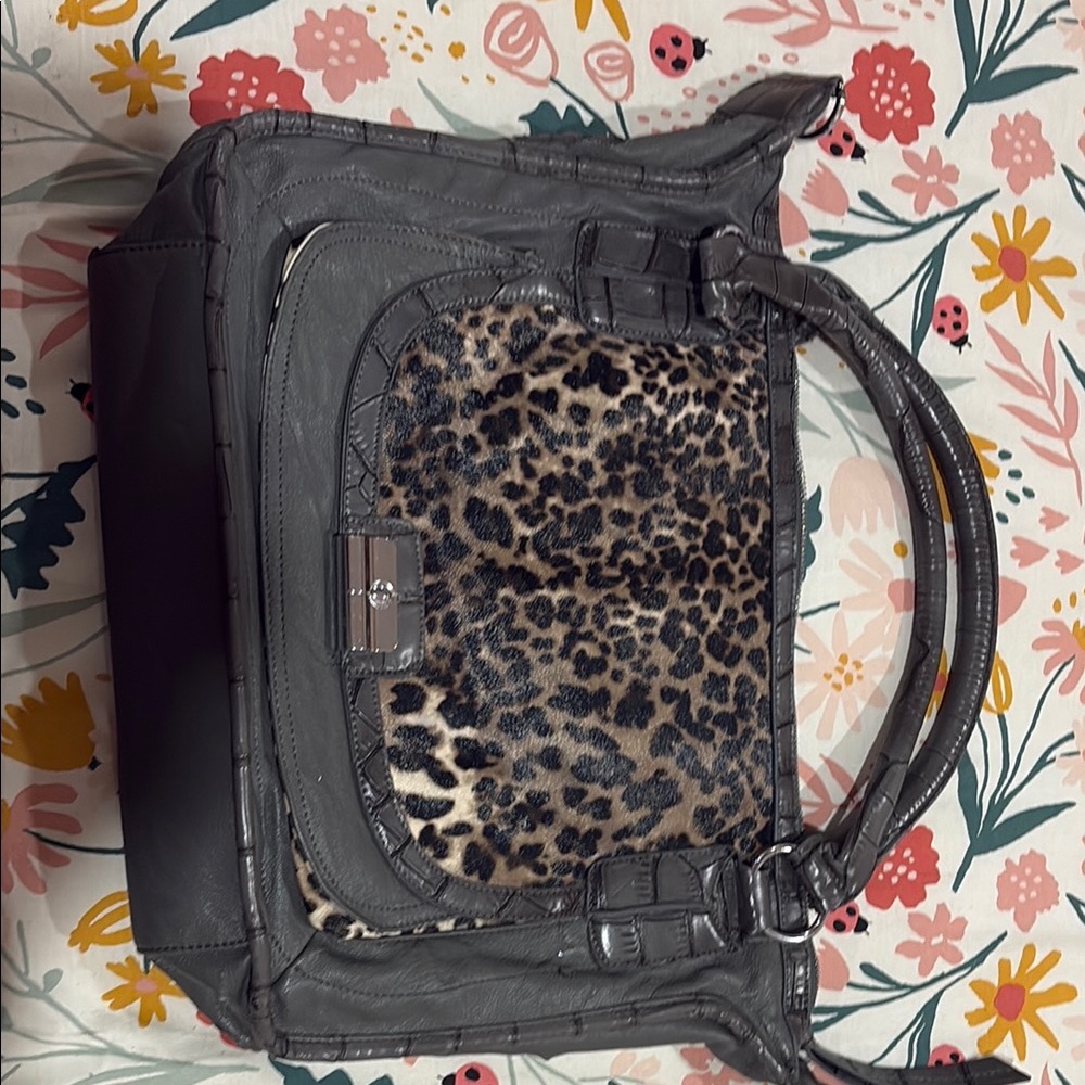 Gray Leopard Print Women's Bag